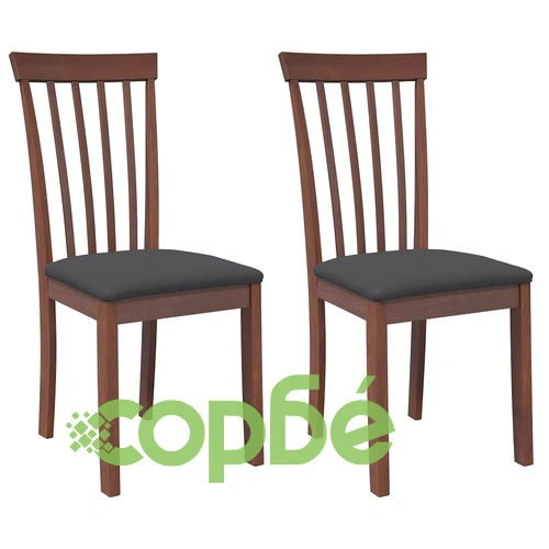 Трапезни столове от масивно каучуково дърво с възглавници, комплект 2 бр., кафяви ➤ топ цена ➤ sorbe.bg