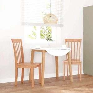 Трапезни столове от масивно каучуково дърво - комплект от 2 броя, естествен цвят