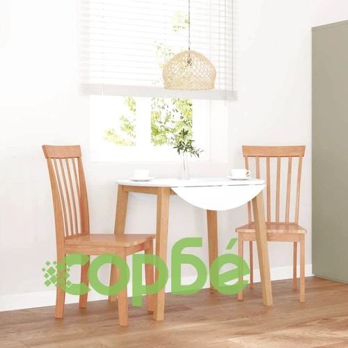 Трапезни столове от масивно каучуково дърво - комплект от 2 броя, естествен цвят ➤ топ цена ➤ sorbe.bg