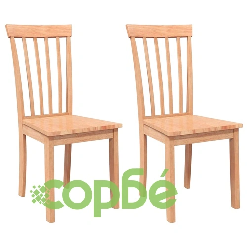 Трапезни столове от масивно каучуково дърво - комплект от 2 броя, естествен цвят ➤ топ цена ➤ sorbe.bg