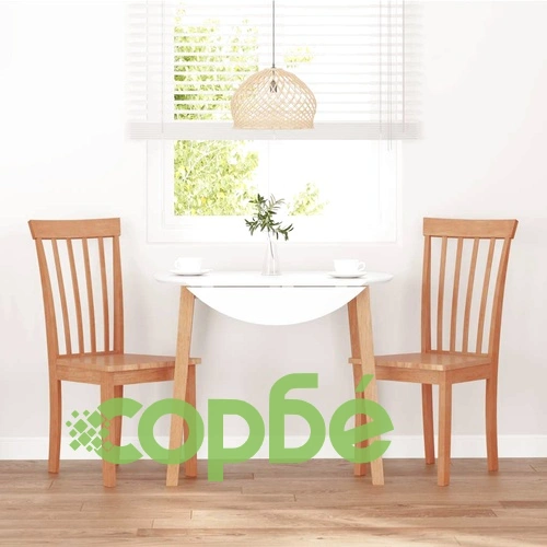 Трапезни столове от масивно каучуково дърво - комплект от 2 броя, естествен цвят ➤ топ цена ➤ sorbe.bg