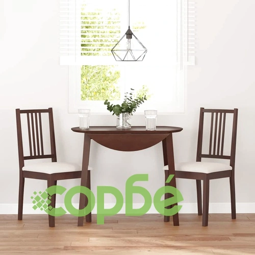 Трапезни столове от масивно каучуково дърво с възглавници, комплект 2 бр., кафяви ➤ топ цена ➤ sorbe.bg