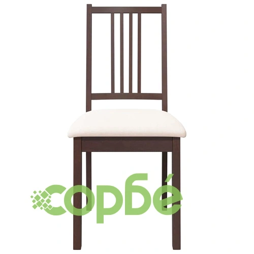 Трапезни столове от масивно каучуково дърво с възглавници, комплект 2 бр., кафяви ➤ топ цена ➤ sorbe.bg