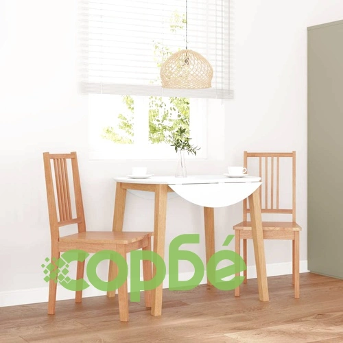 Комплект 2 броя трапезни столове от масивно каучуково дърво - естествен цвят ➤ топ цена ➤ sorbe.bg