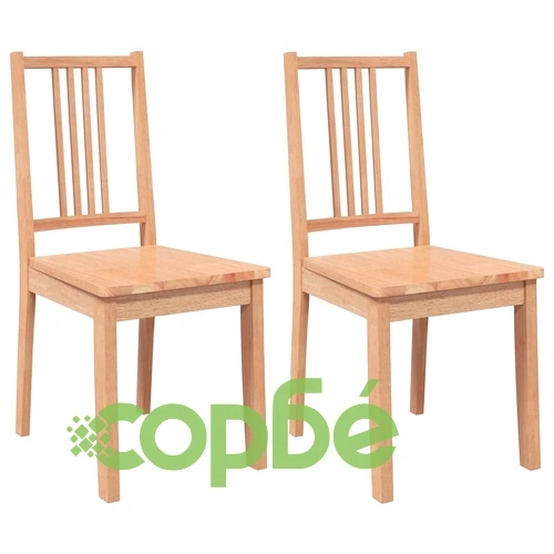 Комплект 2 броя трапезни столове от масивно каучуково дърво - естествен цвят ➤ топ цена ➤ sorbe.bg