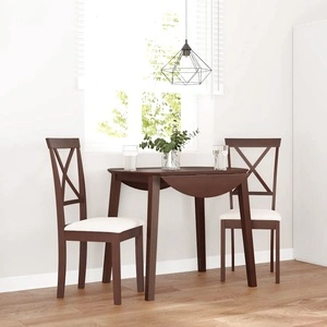 Трапезни столове с възглавници от масивно каучуково дърво - 2 бр., кафяви