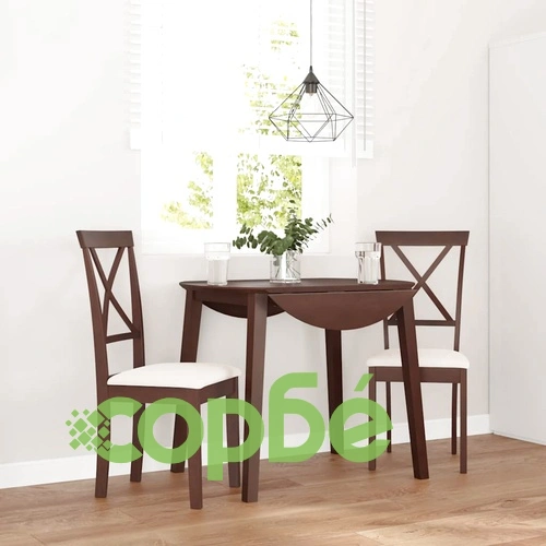 Трапезни столове с възглавници от масивно каучуково дърво - 2 бр., кафяви ➤ топ цена ➤ sorbe.bg