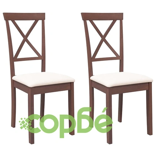 Трапезни столове с възглавници от масивно каучуково дърво - 2 бр., кафяви ➤ топ цена ➤ sorbe.bg