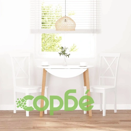 Трапезни столове от масивно каучуково дърво, бели, комплект 2 броя ➤ топ цена ➤ sorbe.bg