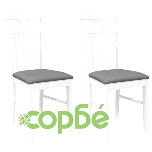 Трапезни столове с възглавници 2 бр от масивно каучуково дърво в бяло ➤ топ цена ➤ sorbe.bg