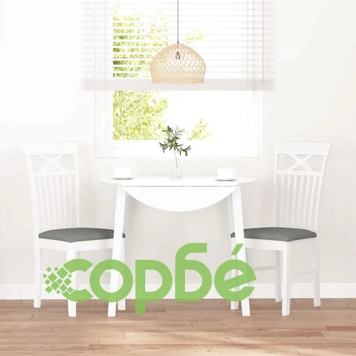 Трапезни столове с възглавници 2 бр от масивно каучуково дърво в бяло ➤ топ цена ➤ sorbe.bg