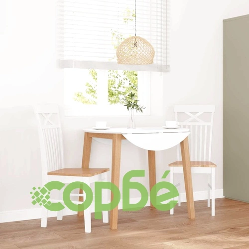 Трапезни столове от масивно каучуково дърво - комплект 2 броя в бяло ➤ топ цена ➤ sorbe.bg