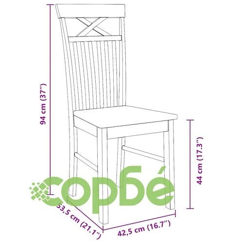 Трапезни столове от масивно каучуково дърво - комплект 2 броя в бяло ➤ топ цена ➤ sorbe.bg