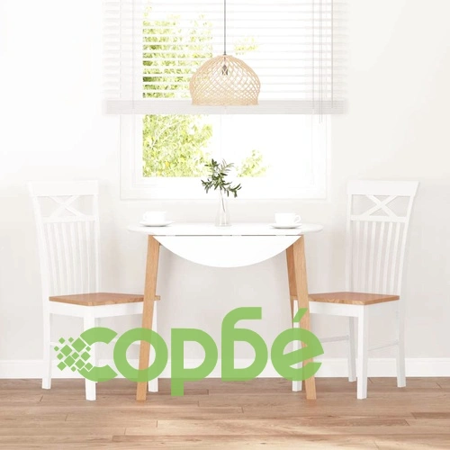 Трапезни столове от масивно каучуково дърво - комплект 2 броя в бяло ➤ топ цена ➤ sorbe.bg