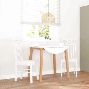 Трапезни столове от масивна каучукова дървесина, бели, комплект 2 броя