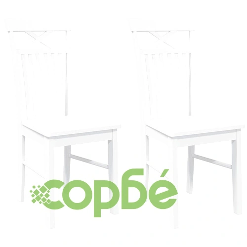 Трапезни столове от масивна каучукова дървесина, бели, комплект 2 броя ➤ топ цена ➤ sorbe.bg