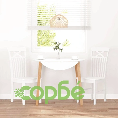 Трапезни столове от масивна каучукова дървесина, бели, комплект 2 броя ➤ топ цена ➤ sorbe.bg