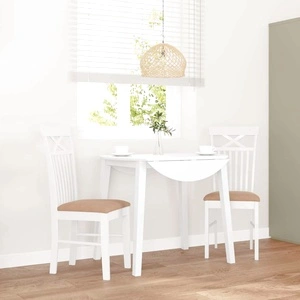 Трапезни столове от масивно каучуково дърво с възглавници, бели - комплект 2 бр