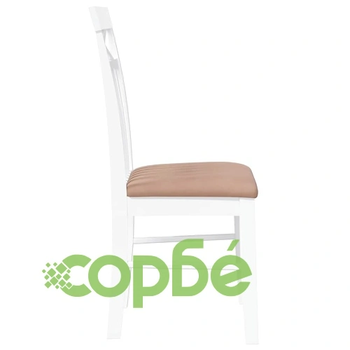 Трапезни столове от масивно каучуково дърво с възглавници, бели - комплект 2 бр ➤ топ цена ➤ sorbe.bg