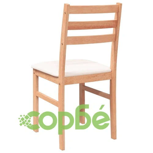 Трапезни столове с възглавници 2 бр от масивно каучуково дърво ➤ топ цена ➤ sorbe.bg