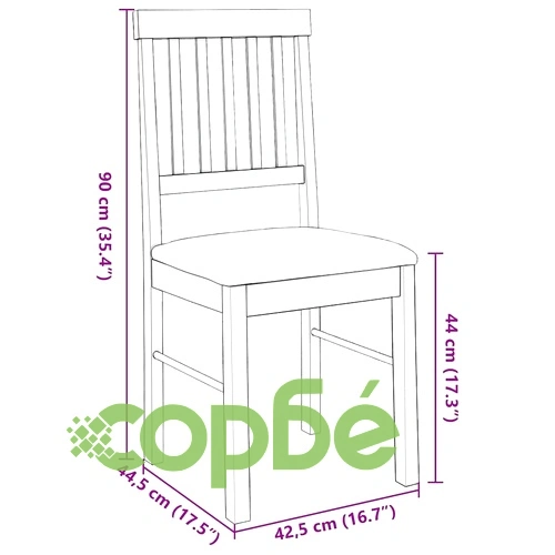 Трапезни столове с възглавници от масивно каучуково дърво - 2 бр, кафяв цвят ➤ топ цена ➤ sorbe.bg