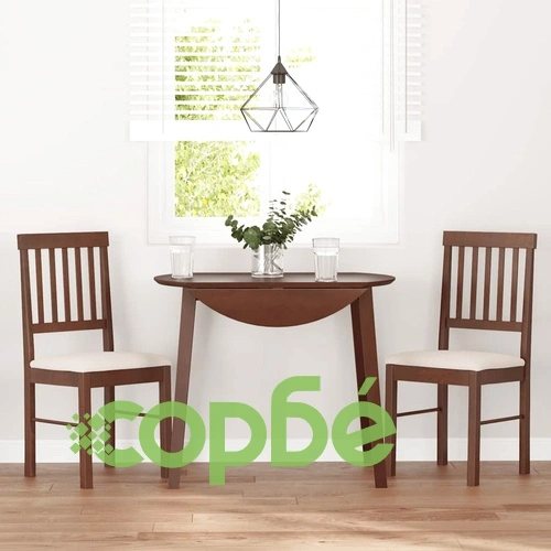 Трапезни столове с възглавници от масивно каучуково дърво - 2 бр, кафяв цвят ➤ топ цена ➤ sorbe.bg