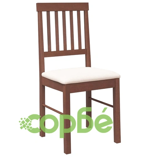 Трапезни столове с възглавници от масивно каучуково дърво - 2 бр, кафяв цвят ➤ топ цена ➤ sorbe.bg