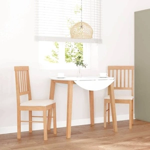 Трапезни столове с възглавници от масивно каучуково дърво, комплект 2 броя