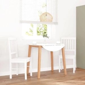 Трапезни столове от масивно каучуково дърво - 2 бр. в бяло