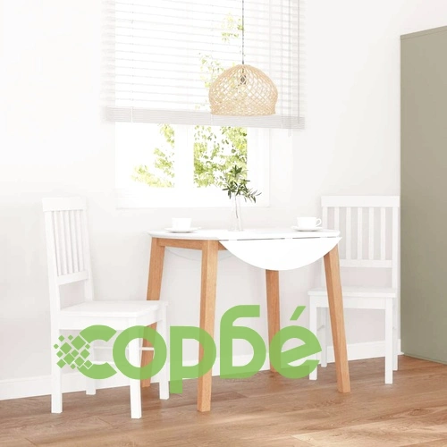 Трапезни столове от масивно каучуково дърво - 2 бр. в бяло ➤ топ цена ➤ sorbe.bg