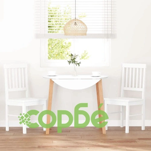 Трапезни столове от масивно каучуково дърво - 2 бр. в бяло ➤ топ цена ➤ sorbe.bg