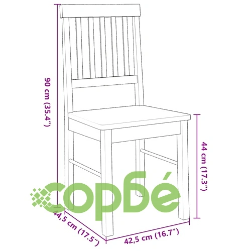 Трапезни столове от масивно каучуково дърво - 2 бр. в бяло ➤ топ цена ➤ sorbe.bg