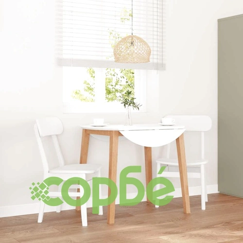 Трапезни столове от масивно каучуково дърво - комплект 2 бр., бели ➤ топ цена ➤ sorbe.bg