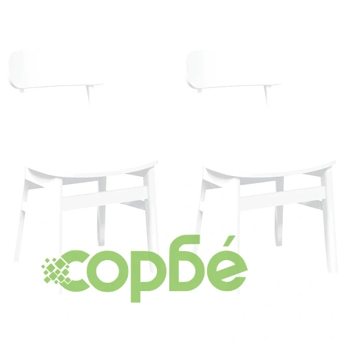 Трапезни столове от масивно каучуково дърво - комплект 2 бр., бели ➤ топ цена ➤ sorbe.bg