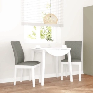 Трапезни столове с възглавници 2 бр от масивна каучукова дървесина, бели