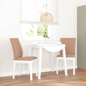 Трапезни столове с възглавници, 2 бр., бяла масивна каучукова дървесина