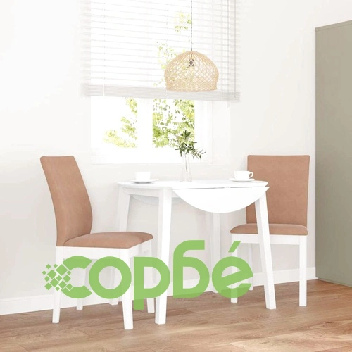 Трапезни столове с възглавници, 2 бр., бяла масивна каучукова дървесина ➤ топ цена ➤ sorbe.bg