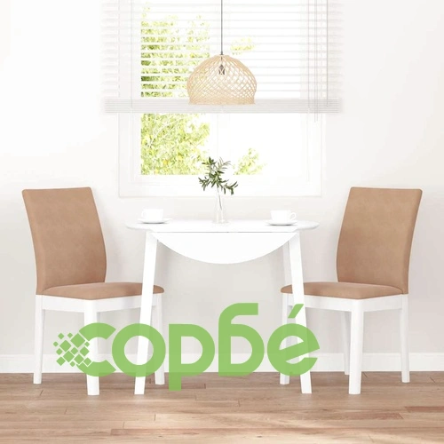 Трапезни столове с възглавници, 2 бр., бяла масивна каучукова дървесина ➤ топ цена ➤ sorbe.bg