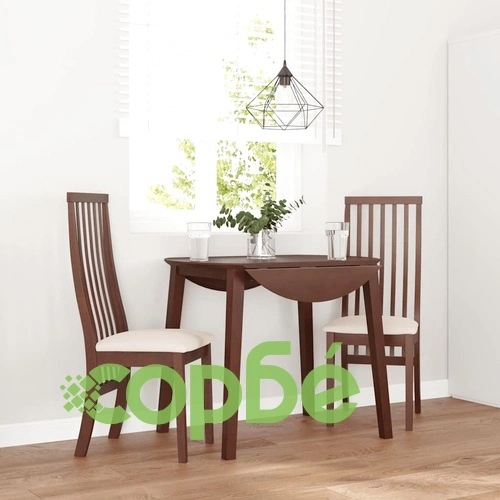 Комплект от 2 Трапезни Стола с Възглавници от Масивно Каучуково Дърво - Кафяв ➤ топ цена ➤ sorbe.bg