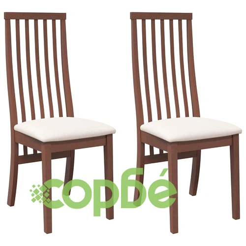 Комплект от 2 Трапезни Стола с Възглавници от Масивно Каучуково Дърво - Кафяв ➤ топ цена ➤ sorbe.bg