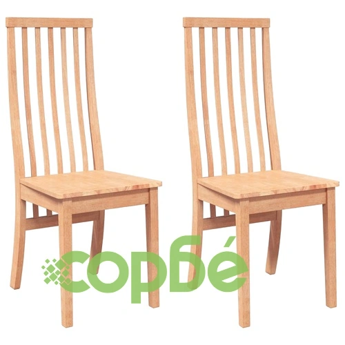 Трапезни столове от масивно каучуково дърво - комплект от 2 броя ➤ топ цена ➤ sorbe.bg