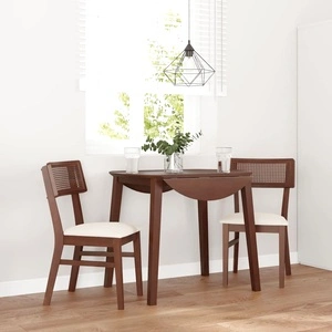 Трапезни столове от масивно каучуково дърво с възглавници - комплект 2 броя, кафяв цвят