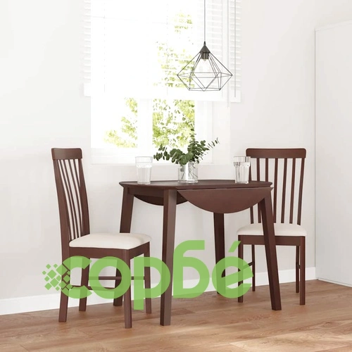 Трапезни столове с възглавници 2бр Кафяв масивна дървесина гума ➤ топ цена ➤ sorbe.bg