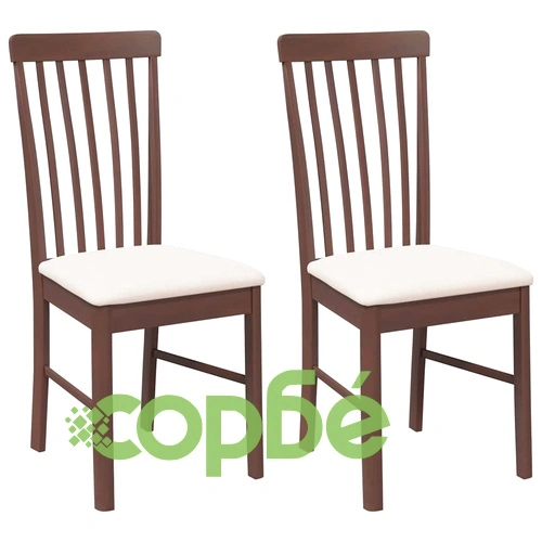 Трапезни столове с възглавници 2бр Кафяв масивна дървесина гума ➤ топ цена ➤ sorbe.bg