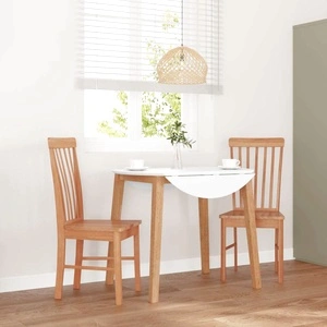 Трапезни столове от масивно каучуково дърво - комплект от 2 броя