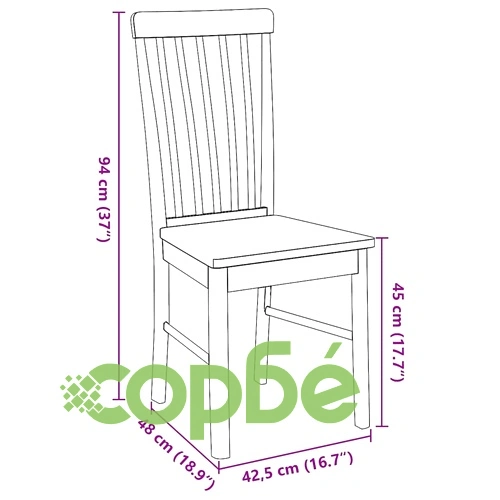 Трапезни столове от масивно каучуково дърво - комплект от 2 броя ➤ топ цена ➤ sorbe.bg