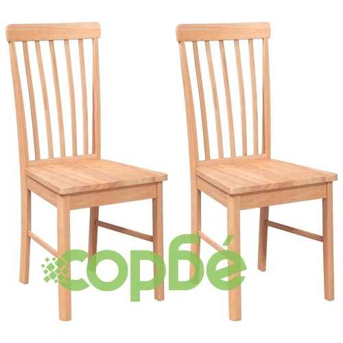 Трапезни столове от масивно каучуково дърво - комплект от 2 броя ➤ топ цена ➤ sorbe.bg