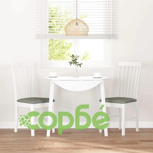 Трапезни столове с възглавници от масивно каучуково дърво - 2 бр., бели ➤ топ цена ➤ sorbe.bg