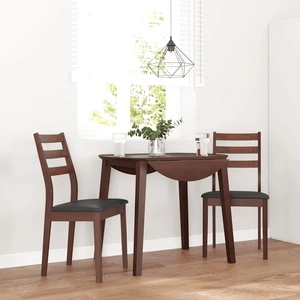 Трапезни столове от масивно каучуково дърво с възглавници, комплект 2 бр., кафяви