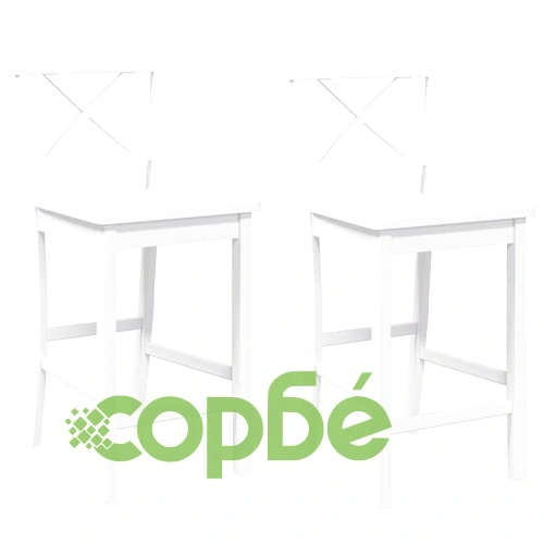 Бар столове, 2 броя, бели, масивно гумово дърво, 95.5 см ➤ топ цена ➤ sorbe.bg